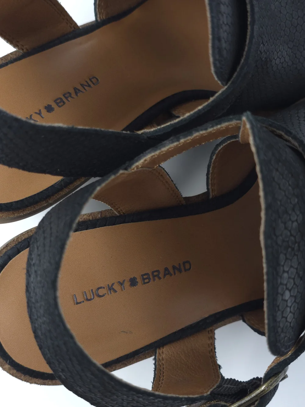 ✨ STUNNING Lucky Brand Labradite Stacked Wedge Sandals ✨